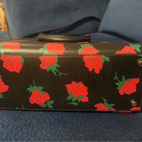 Kate Spade Black Satchel with Red Floral Design - Picture 4 of 6